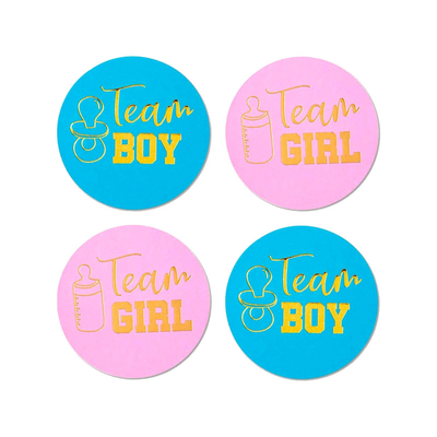 Altın Cinsiyet Gösterme Etiketleri Takım Erkek Ve Takım Kız Bebek Duş Etiketleri