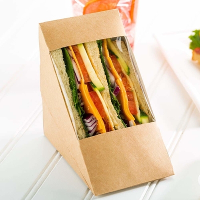 Biyobozunur Burger Tek Kullanımlık Gıda Ambalajı Karton Üçgen Sandviç Torbası