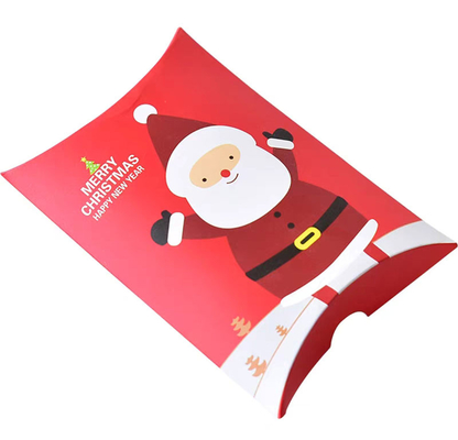 Yastık Şekli Hediye Noel Şeker Kutuları Noel Baba Hediye Kutusu 250gsm Beyaz Kart
